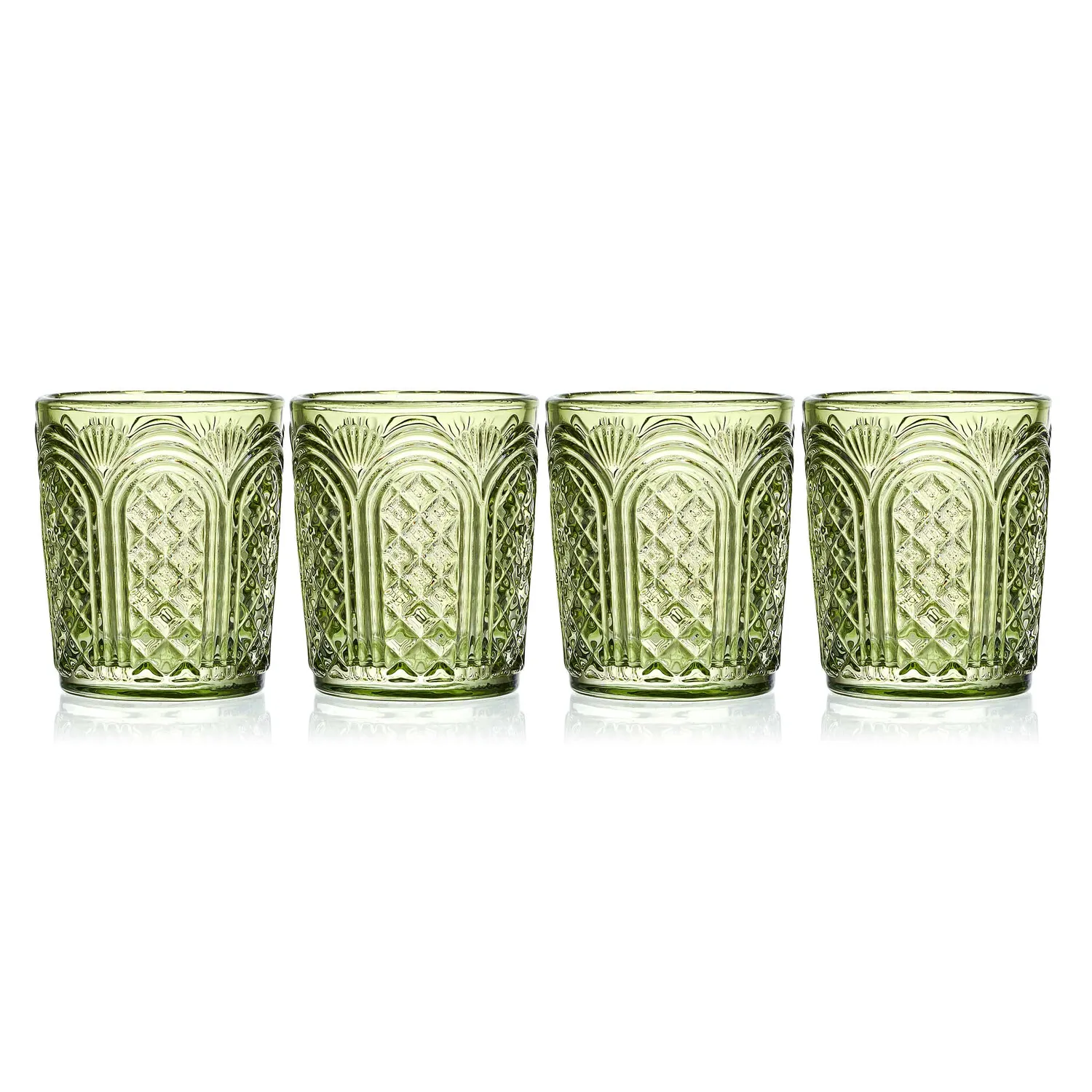 Fitz and Floyd Sicily Green bicchieri whisky vetro verde 4 pz