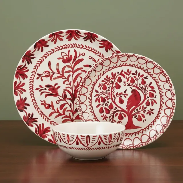Fitz and Floyd Sicily Red Partridge servizio piatti 12 pezzi rosso