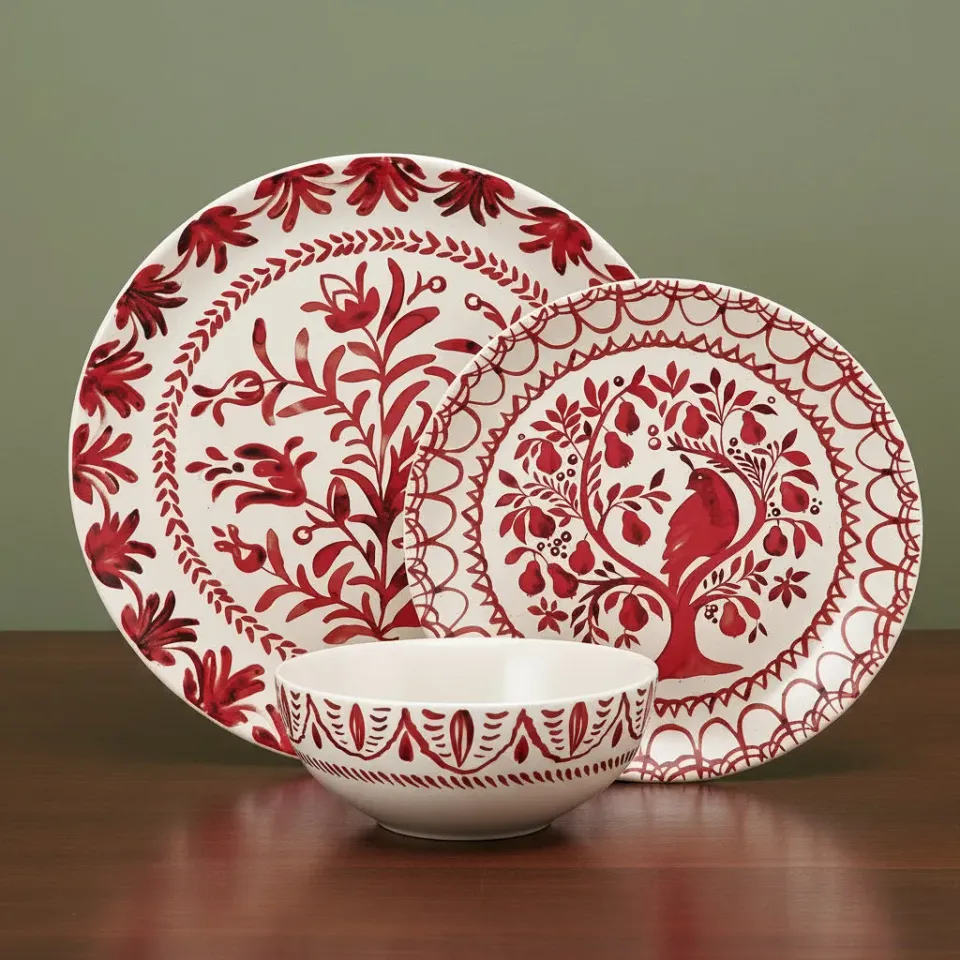 Fitz and Floyd Sicily Red Partridge servizio piatti 12 pezzi rosso