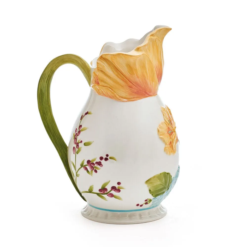 Fitz and Floyd Meadow brocca ceramica fiori primavera