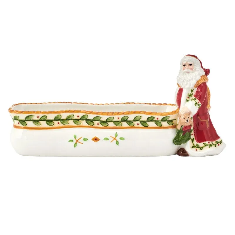 Fitz and Floyd Santa's Gift ciotola antipasti lunga terracotta