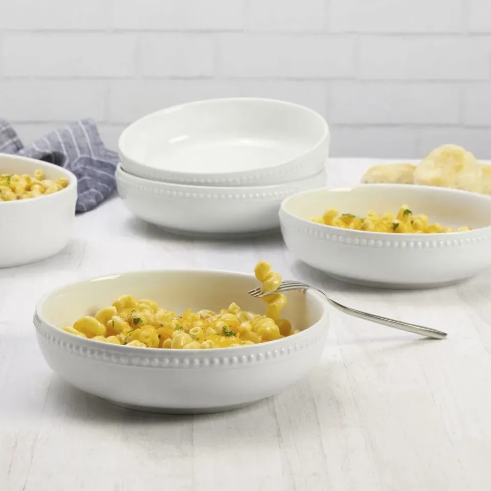 Fitz and Floyd Everyday White Beaded Bowl 19,7 cm Set 4 Pz