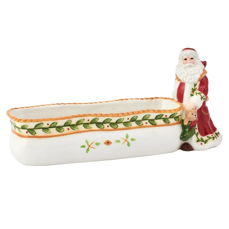 Fitz and Floyd Santa's Gift ciotola antipasti lunga terracotta