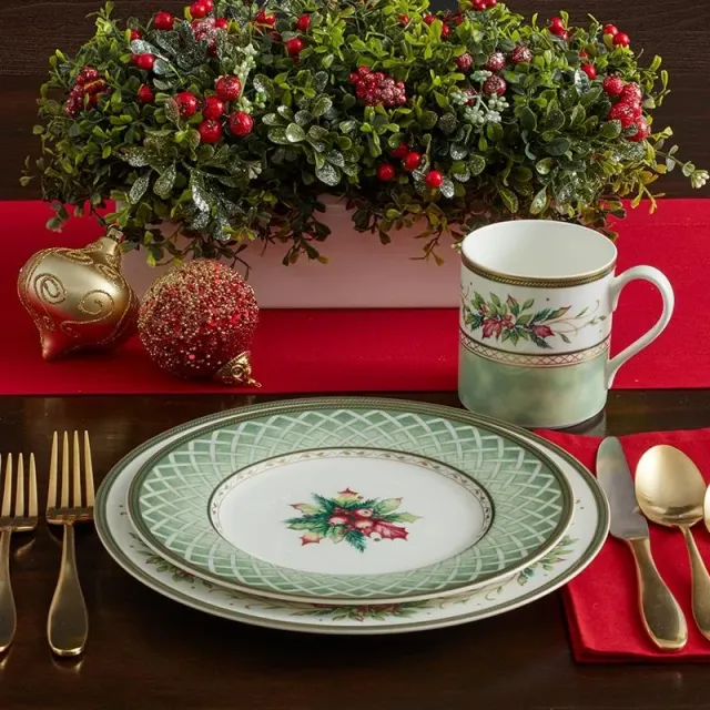Fitz and Floyd Winter Holiday Piatto Insalata Verde Bone China