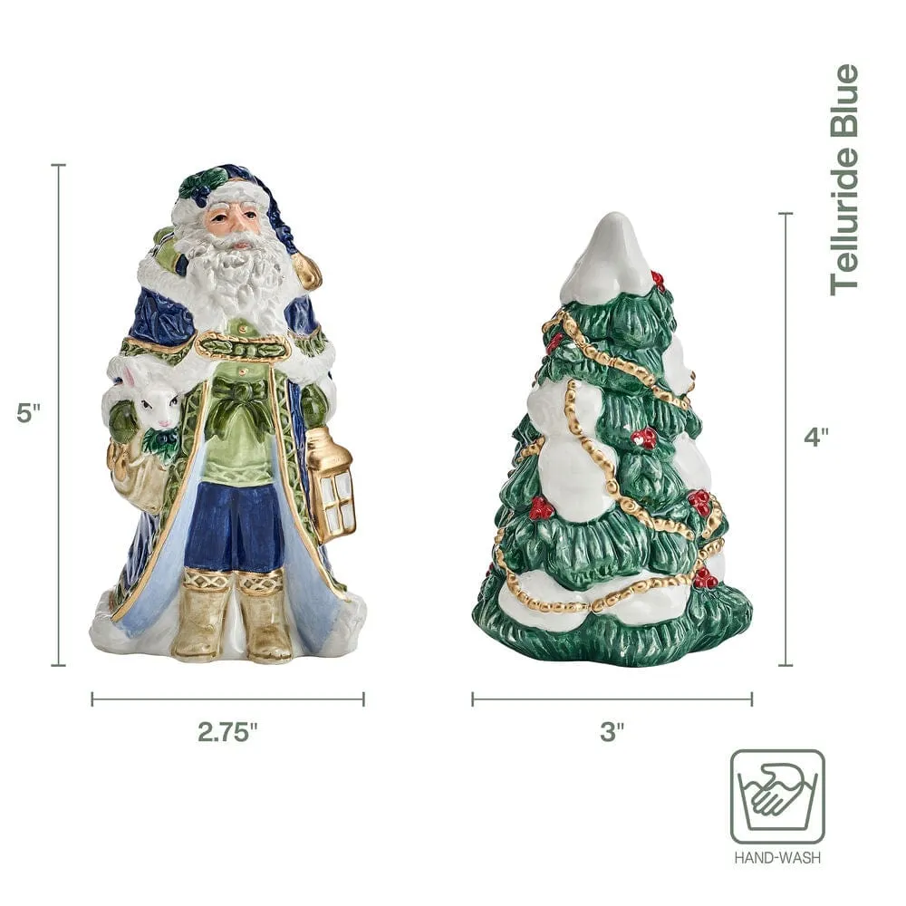 Fitz and Floyd Telluride Blue Santa set sale e pepe blu