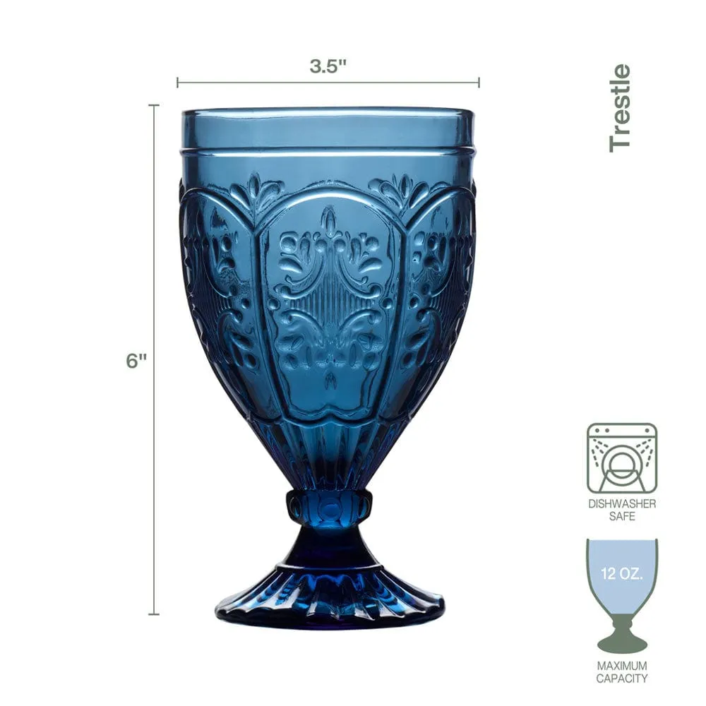 Fitz and Floyd Trestle set 4 bicchieri indaco 354 ml