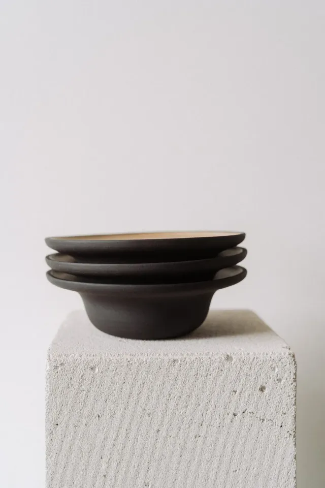 Poemi Fika piatto pasta 24 cm gres nero crema