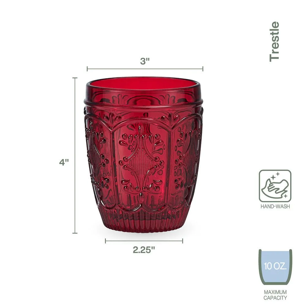 Fitz and Floyd Trestle bicchieri whisky rossi set 4 pezzi