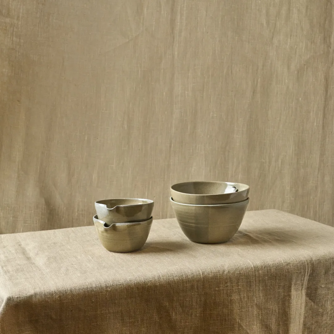 Studio Delta Pottery Celadon set 4 ciotole gres cotto a legna