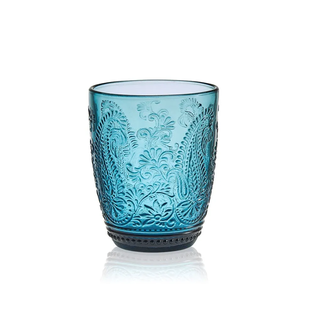 Fitz and Floyd Maddi Double Old Fashioned bicchieri set 4 indaco
