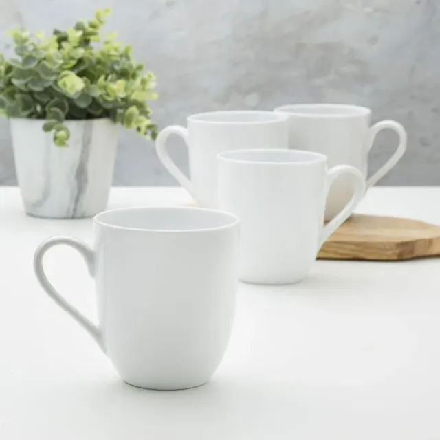 Fitz and Floyd Everyday White Set 4 Tazze Mug Bianche Porcellana