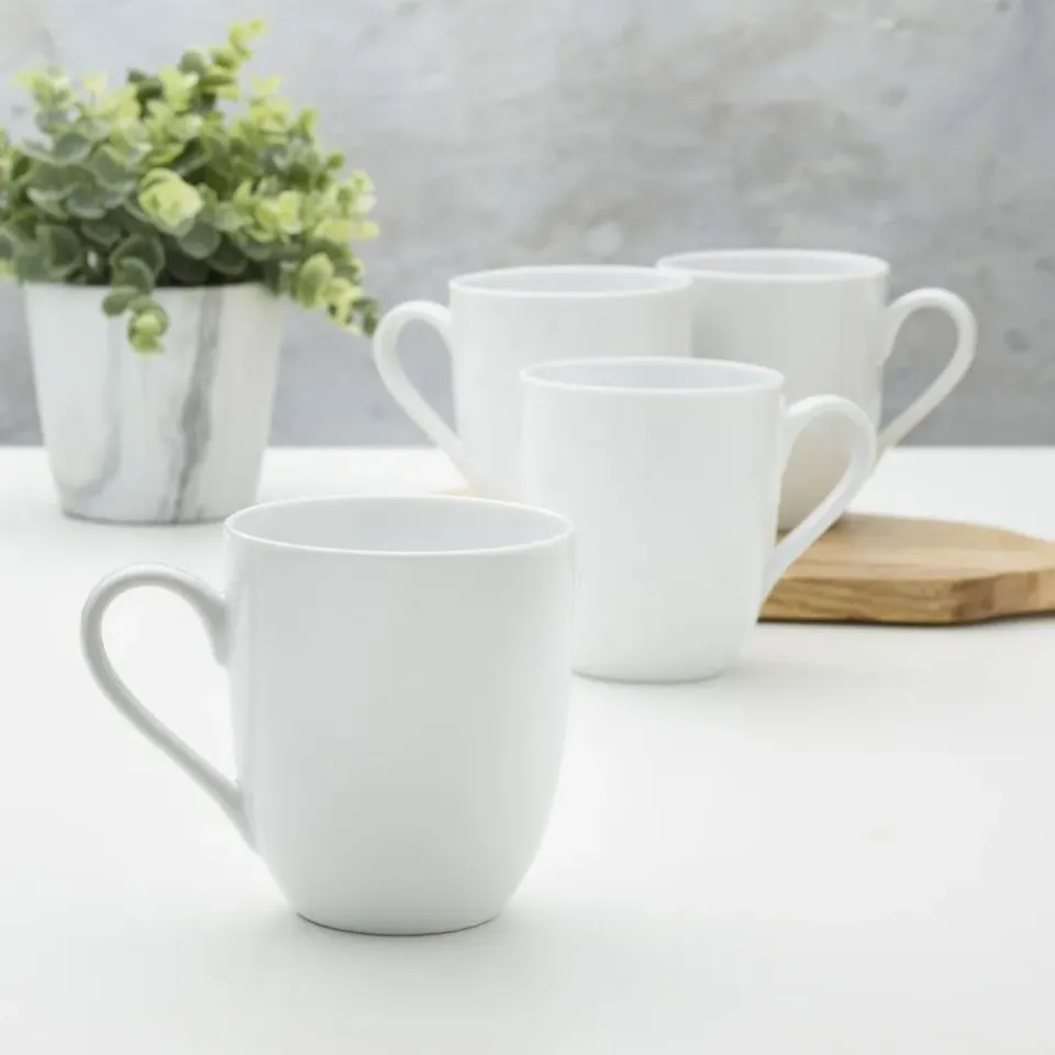 Fitz and Floyd Everyday White Set 4 Tazze Mug Bianche Porcellana