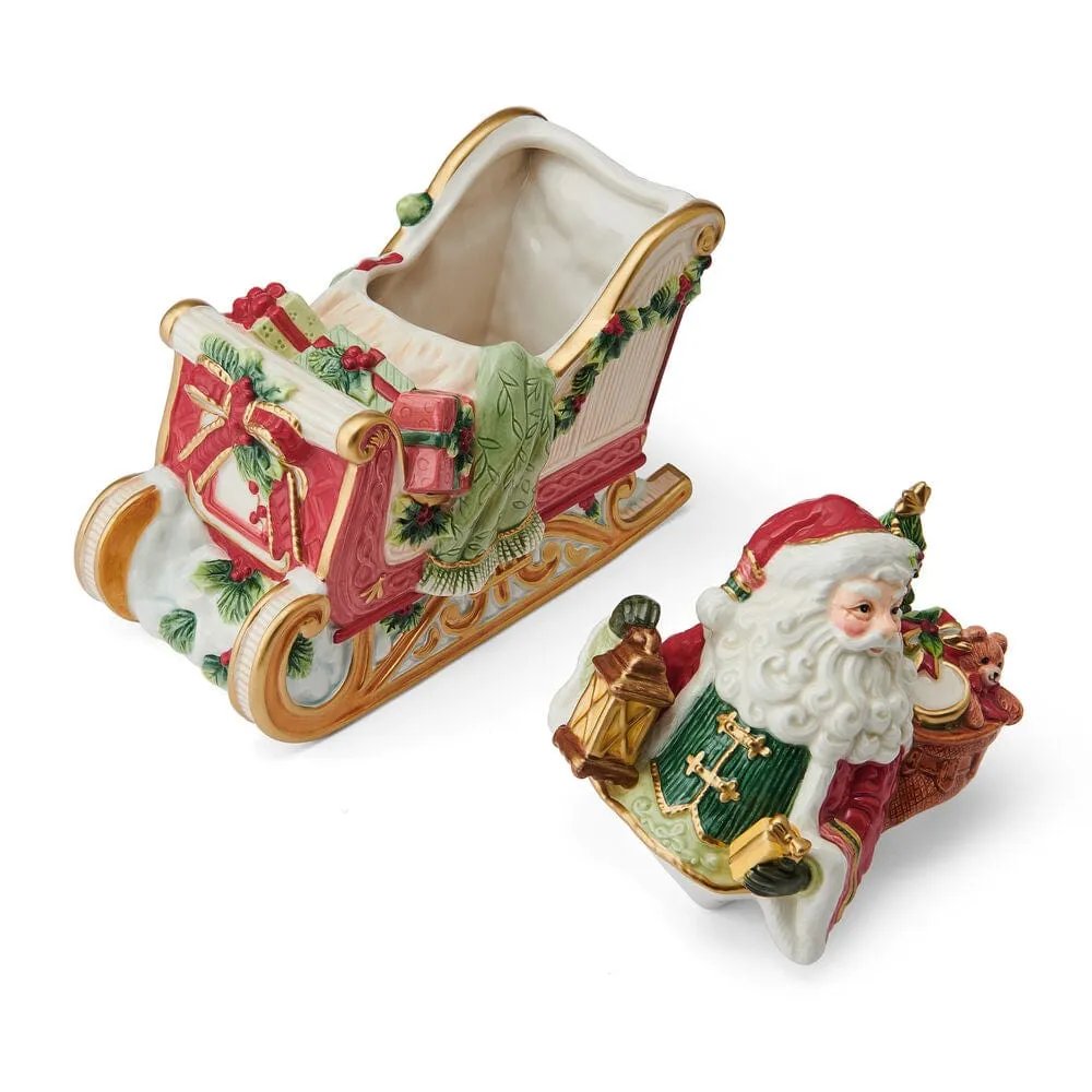Fitz and Floyd Crimson Holiday barattolo biscotti Babbo Natale