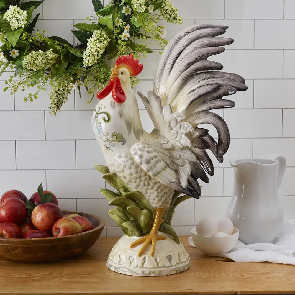 Fitz and Floyd Lantana statuetta galletto ceramica 52 cm
