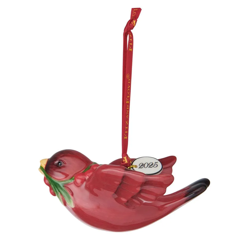Fitz and Floyd Poinsettia Cardinal 2025 ornamento Natale rosso