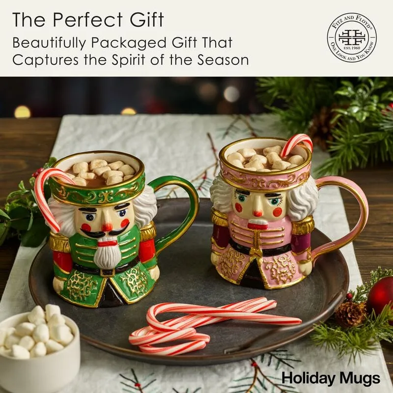 Fitz and Floyd Nutcracker set 2 tazze terracotta schiaccianoci