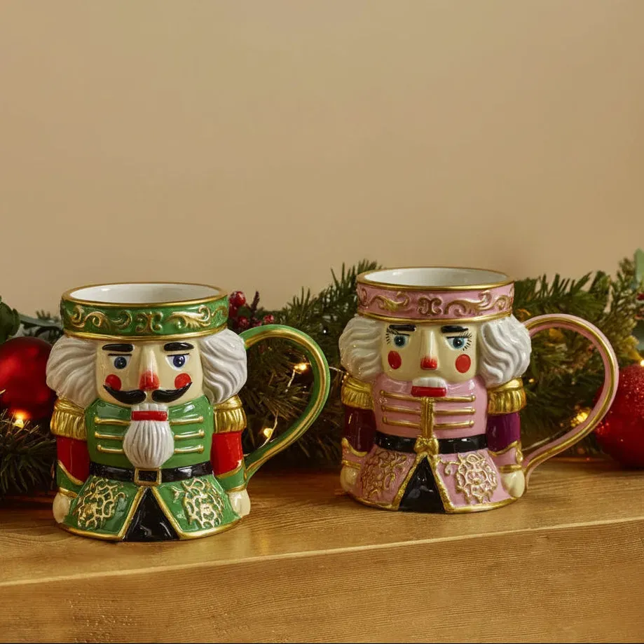 Fitz and Floyd Nutcracker set 2 tazze terracotta schiaccianoci