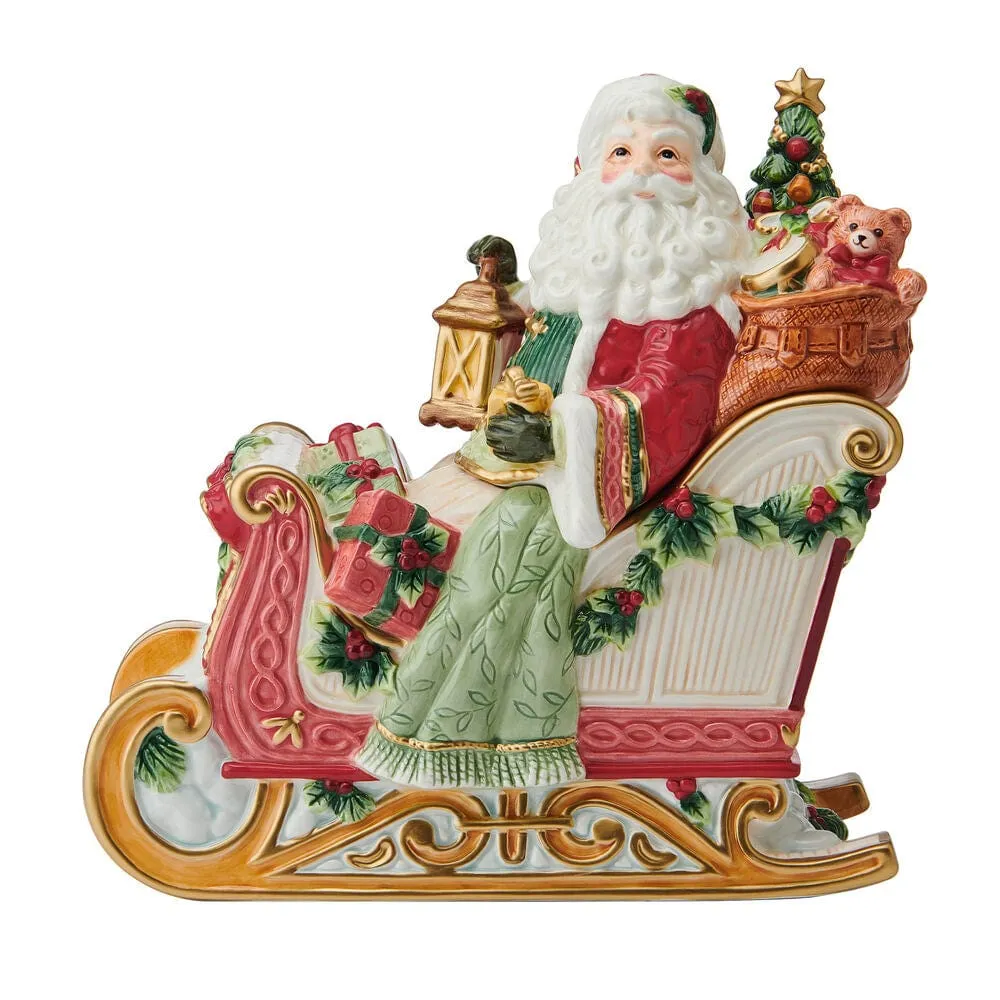 Fitz and Floyd Crimson Holiday barattolo biscotti Babbo Natale