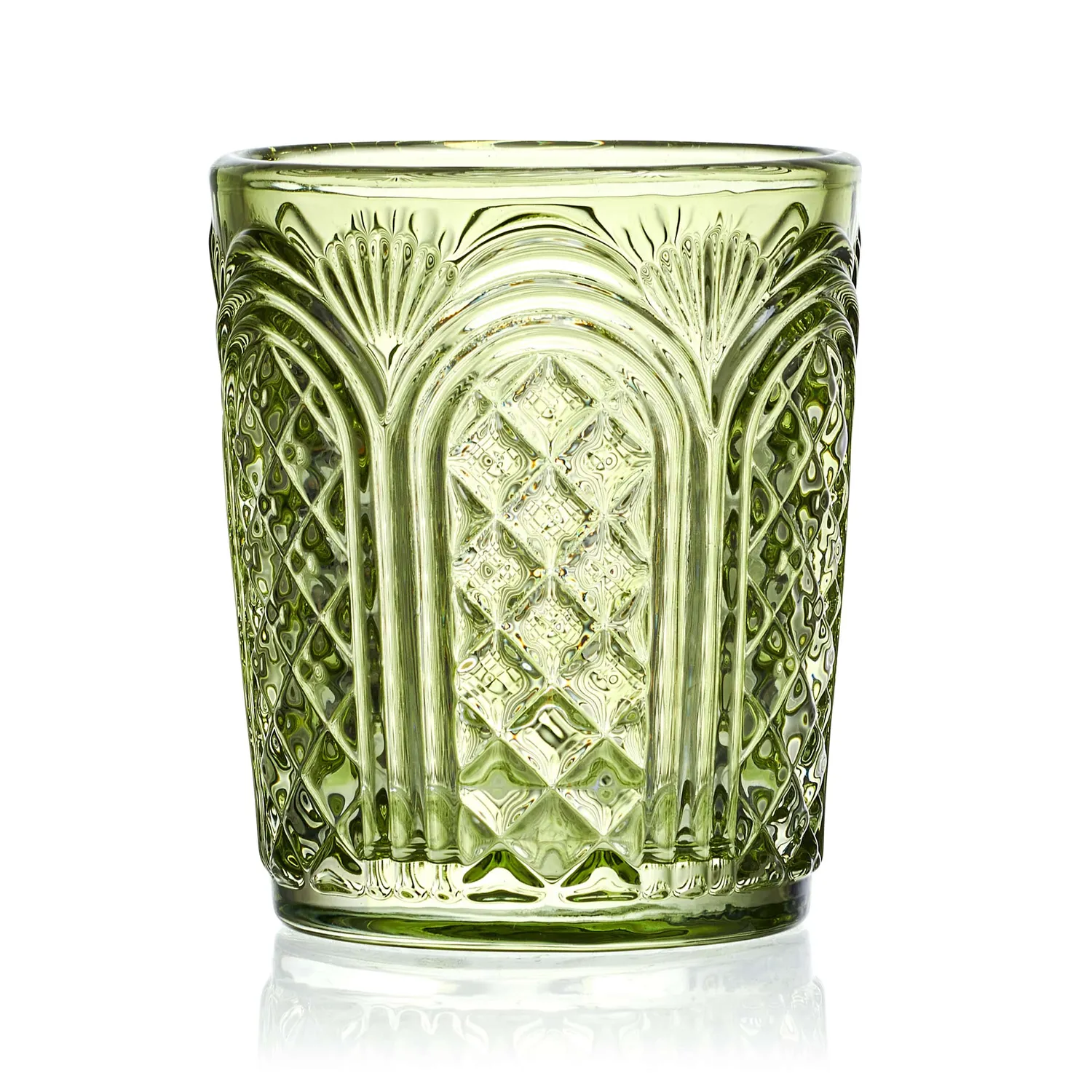 Fitz and Floyd Sicily Green bicchieri whisky vetro verde 4 pz