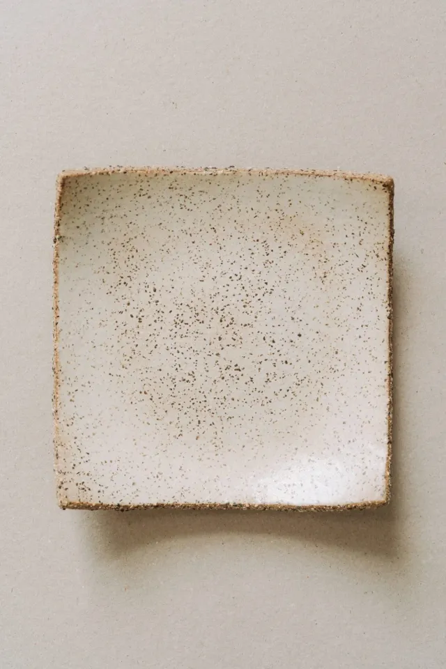 Poemi Wa piatto quadrato ceramica 21 cm bianco beige