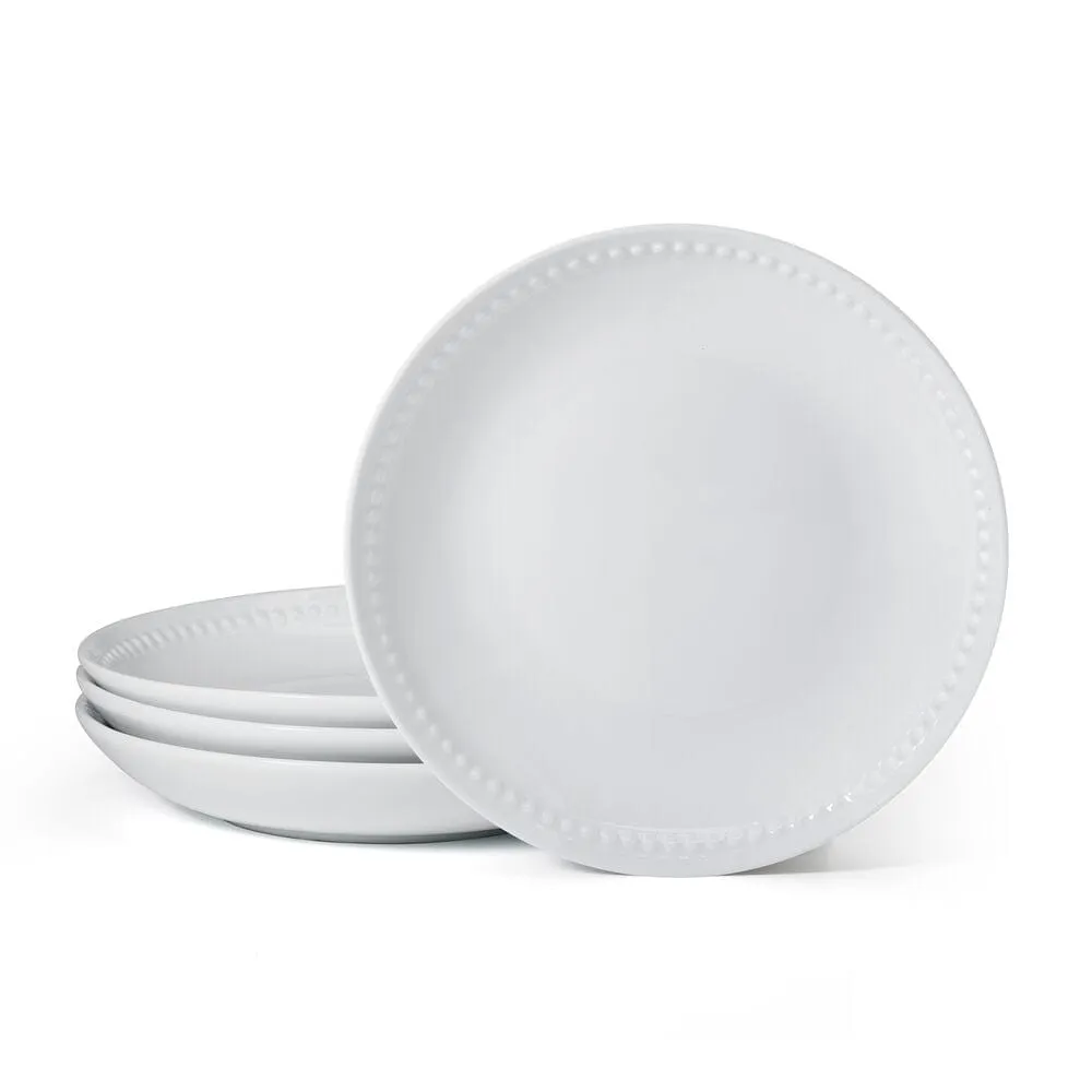 Fitz and Floyd Everyday White Beaded piatti insalata set 4 porcellana