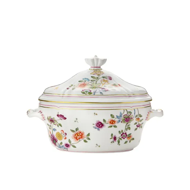 Ginori Granduca Coreana zuppiera ovale in porcellana peonia
