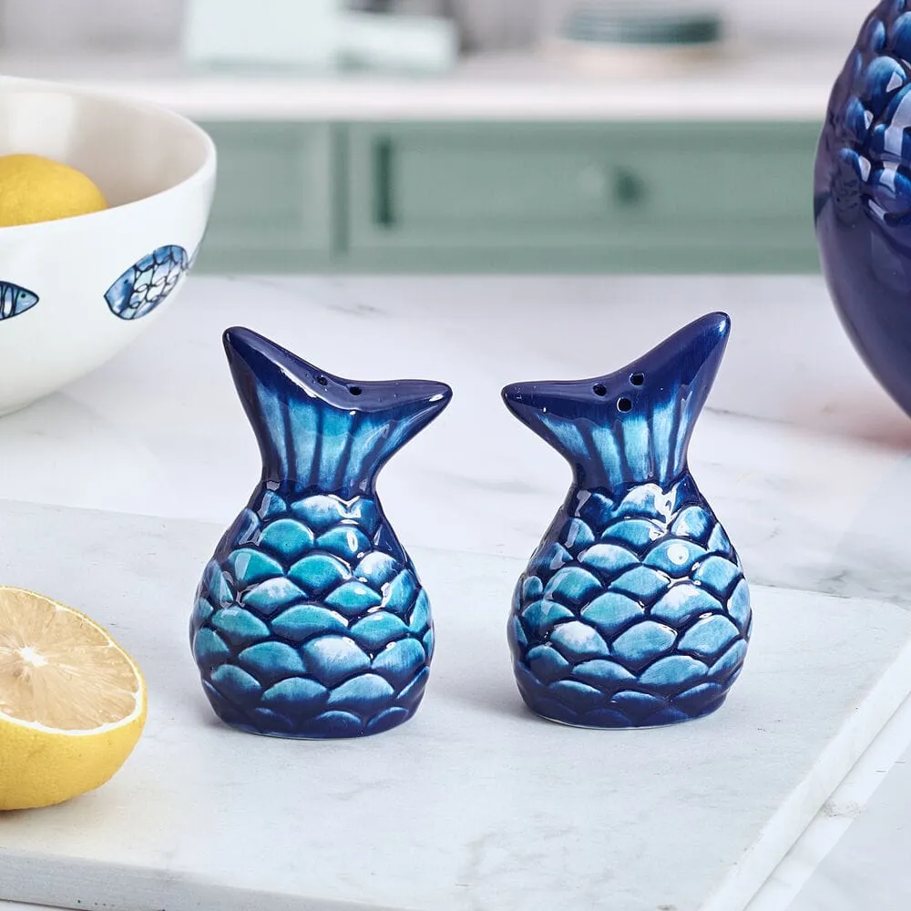 Fitz and Floyd Coastal Blue Fin set sale e pepe maiolica blu
