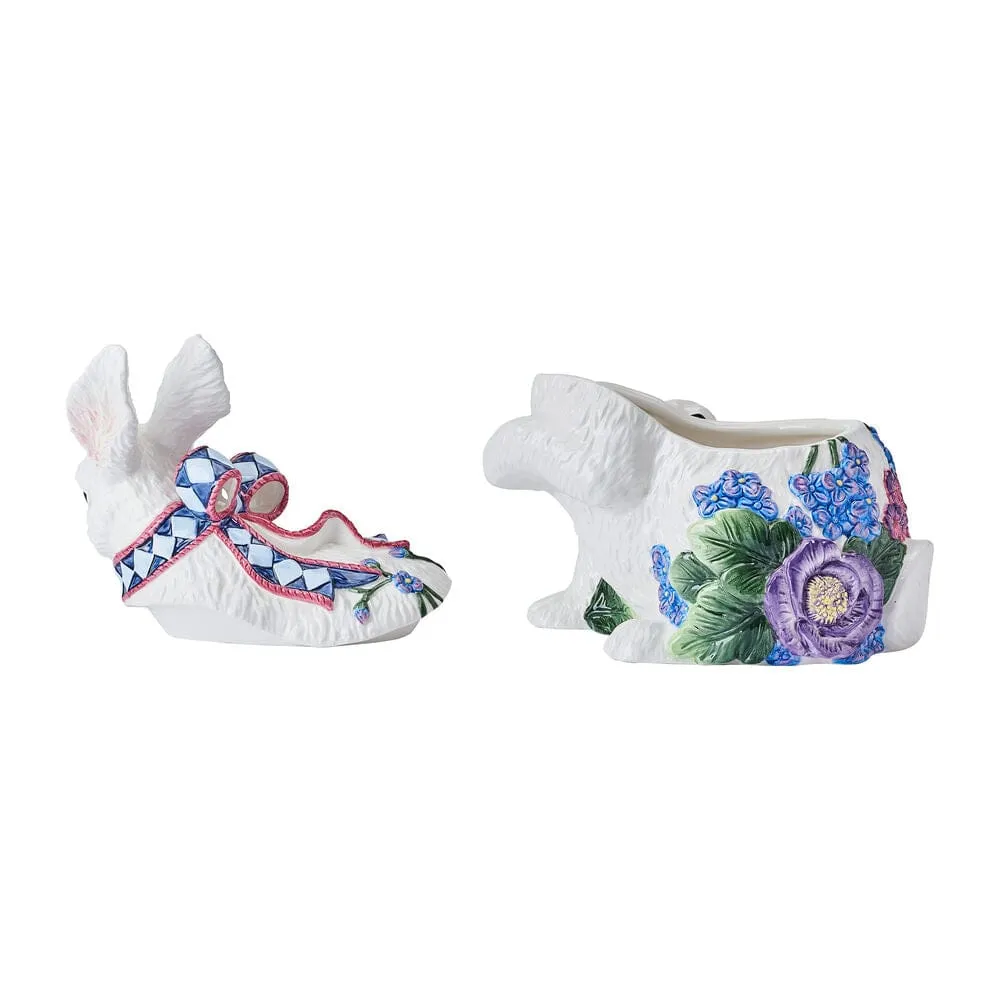 Fitz and Floyd Jardin Rabbit Biscottiera Coniglio Bianco Terracotta
