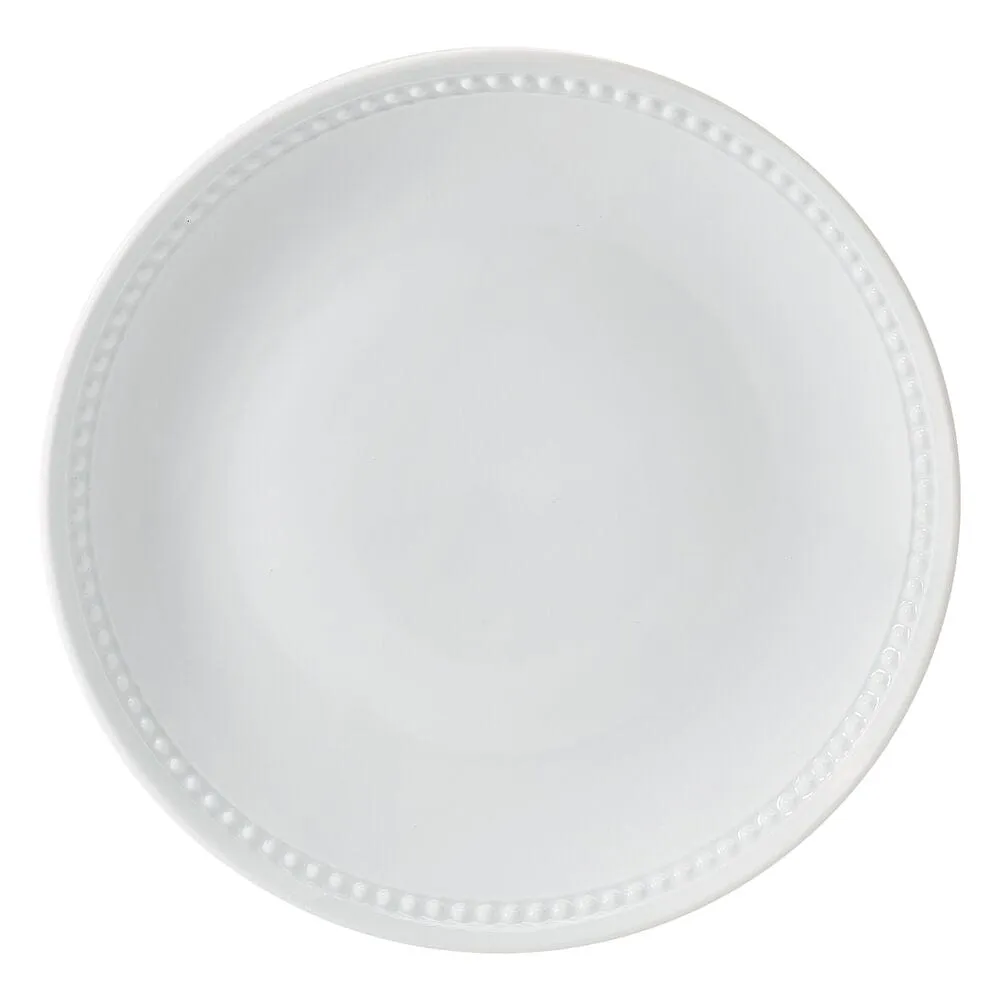 Fitz and Floyd Everyday White Beaded Coupe piatti piani set 4 porcellana