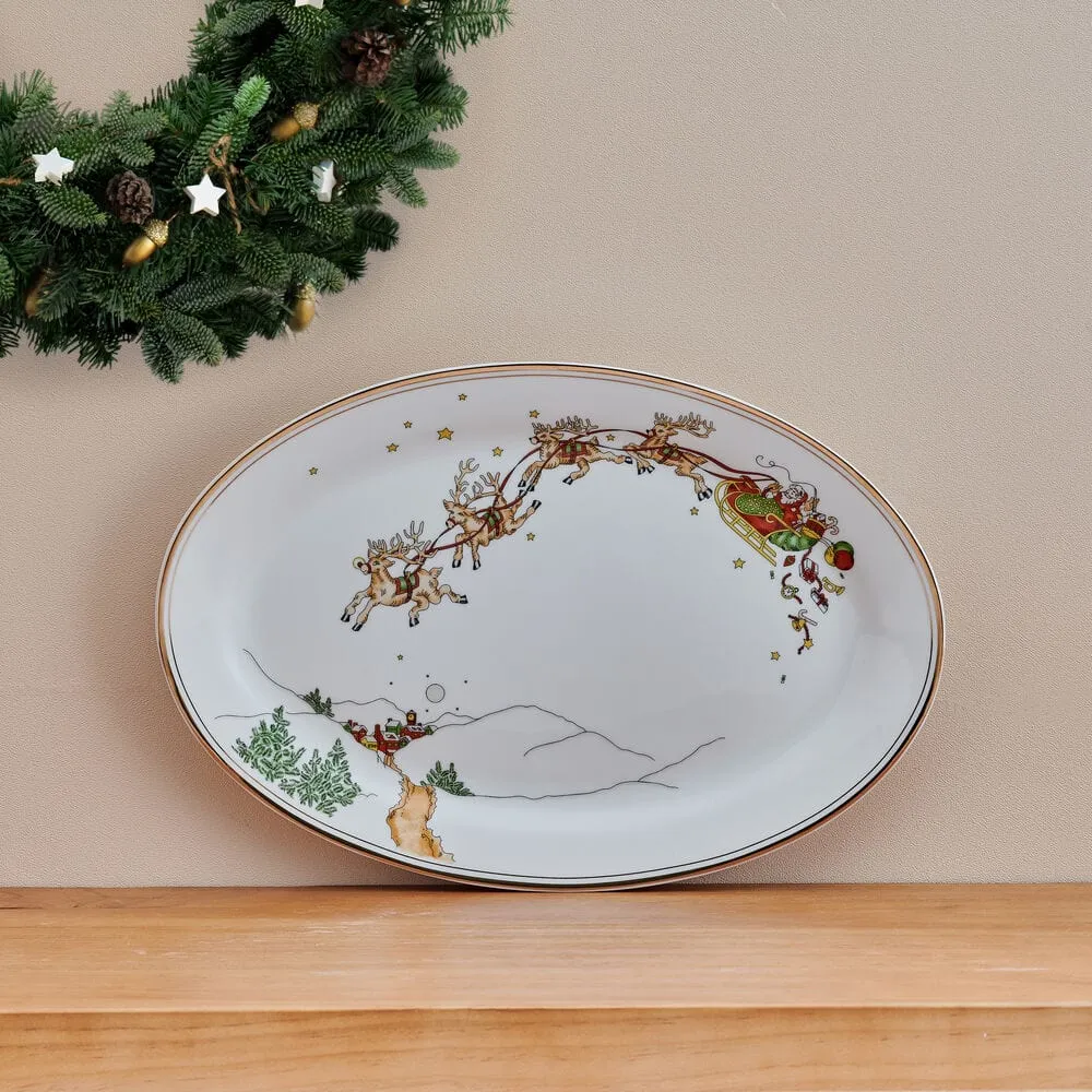 Fitz and Floyd St. Nicholas vassoio porcellana oro 35 cm