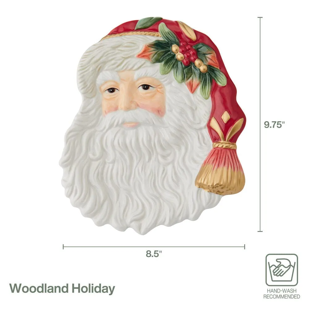 Fitz and Floyd Woodland Holiday vassoio Babbo Natale terracotta