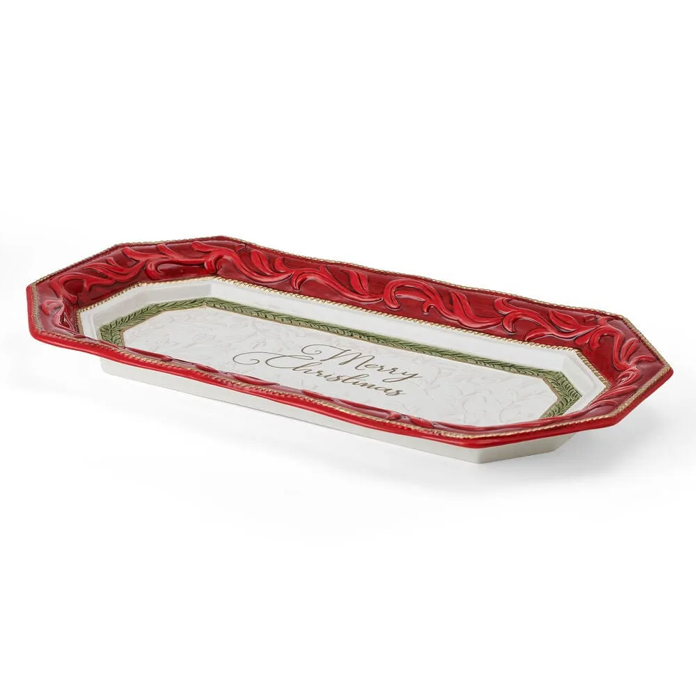 Fitz and Floyd Telluride vassoio pane ceramica natalizio rosso