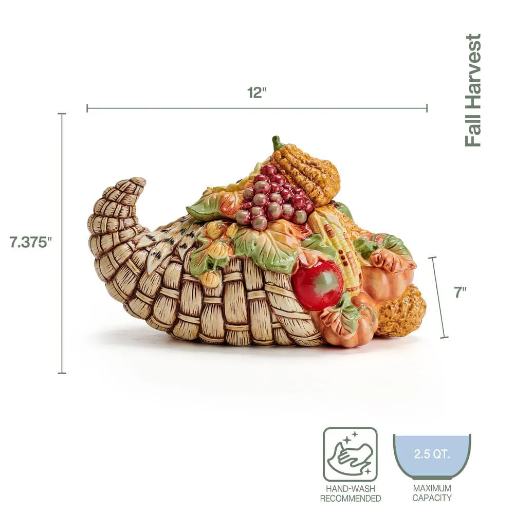 Fitz and Floyd Harvest Fall Cornucopia biscottiera terraglia 30 cm