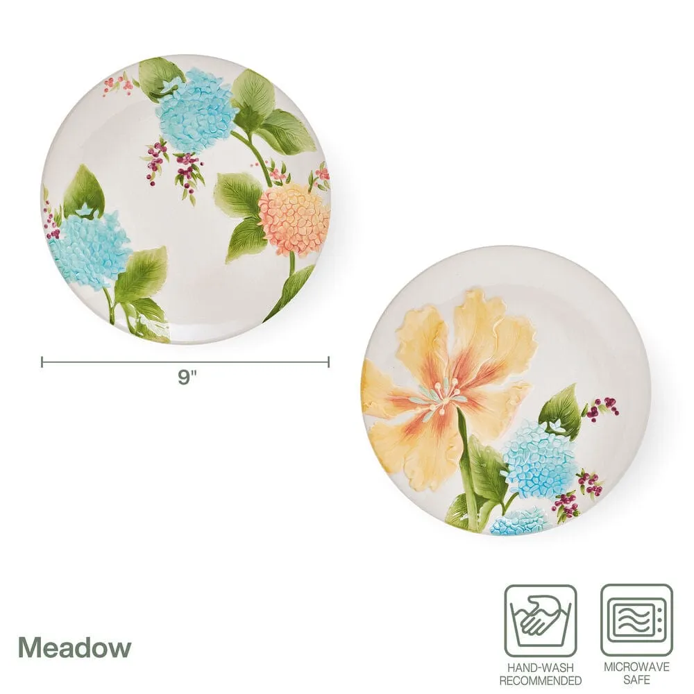 Fitz and Floyd Meadow piatti insalata set 2 ceramica fiori