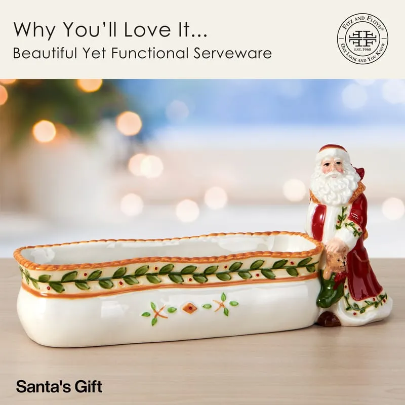 Fitz and Floyd Santa's Gift ciotola antipasti lunga terracotta