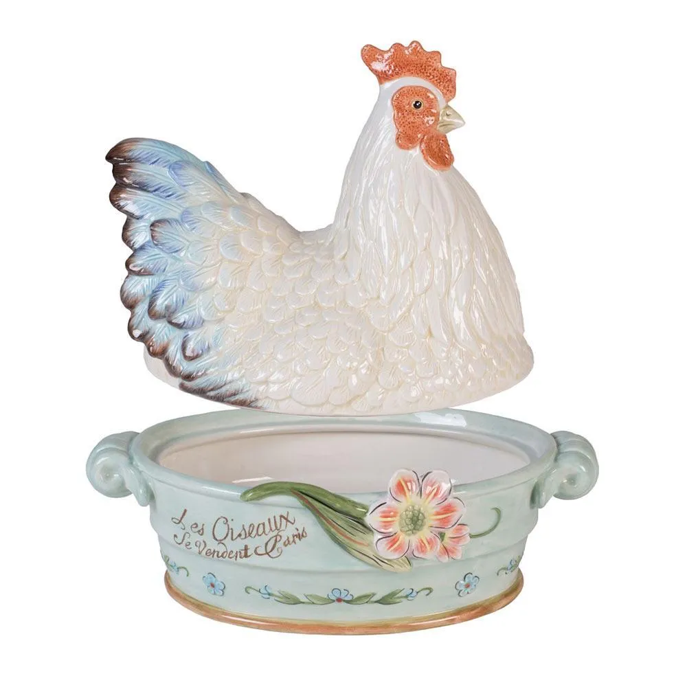 Fitz and Floyd Toulouse Hen Ciotola Verdure con Coperchio 1,4 L