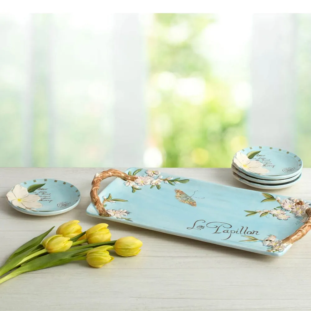 Fitz and Floyd Toulouse set 4 piattini antipasto 13 cm blu
