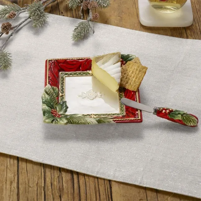 Fitz and Floyd Holiday Home Piatto Antipasto con Spalmatore Natalizio