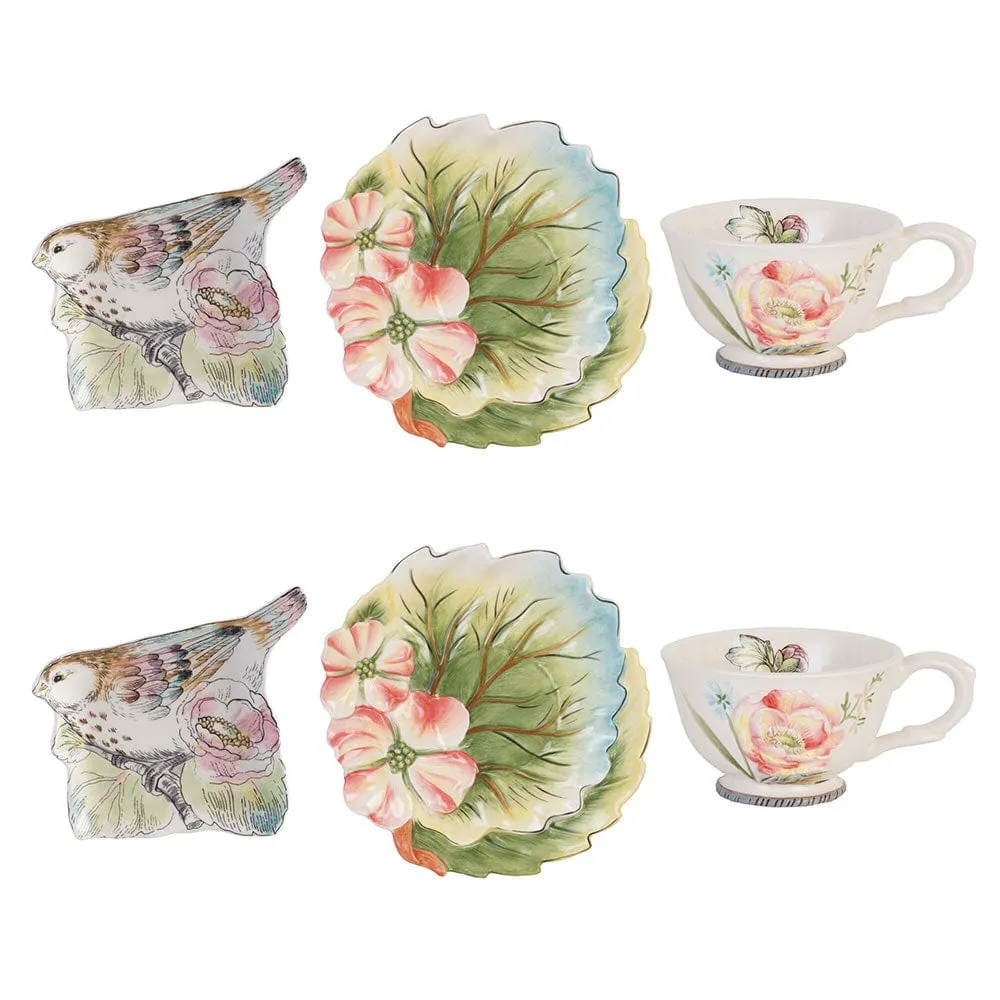 Fitz and Floyd English Garden set 2 tazzine da te con piattino