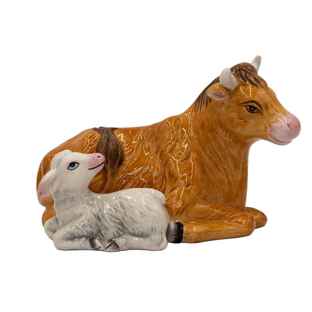 Fitz and Floyd Nativity statuine bue e agnello 12 cm