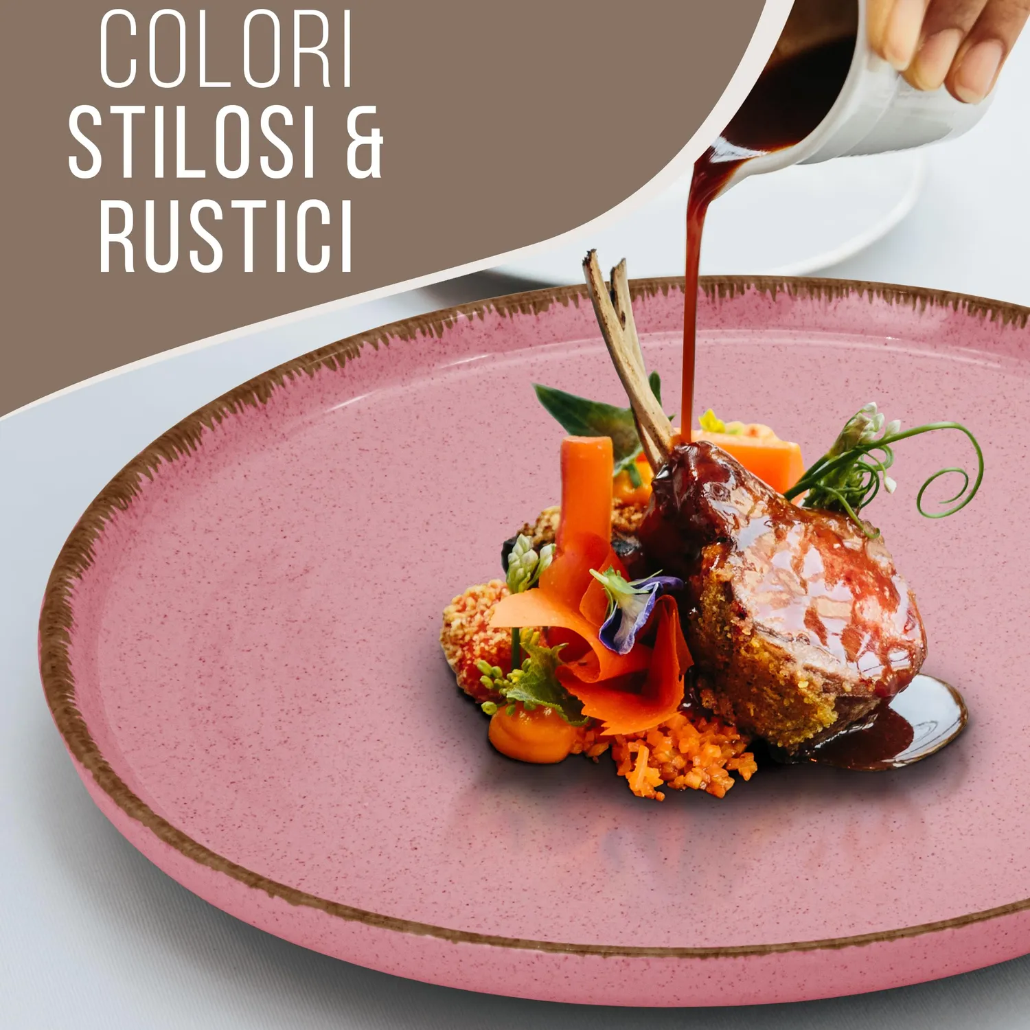 Pure Living Rustic set piatti 6 persone rosa 6 pezzi
