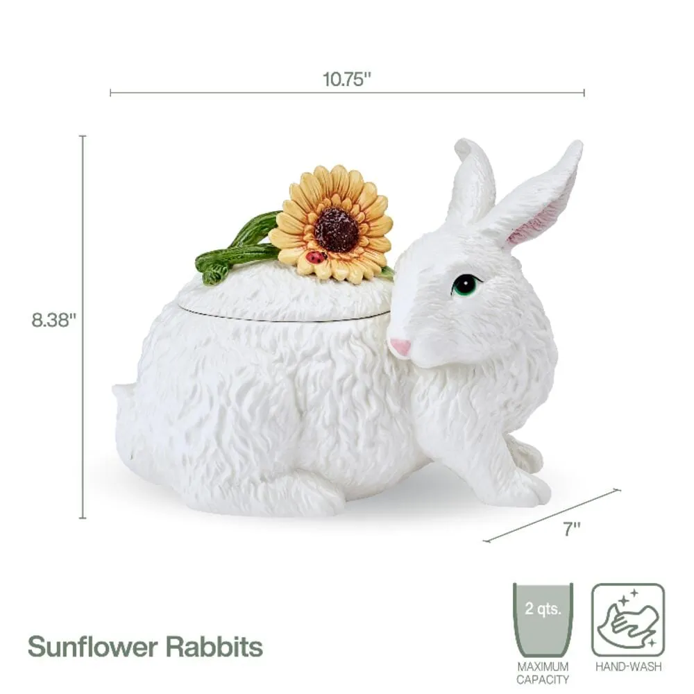 Fitz and Floyd Sunflower Rabbit biscottiera coniglio terracotta
