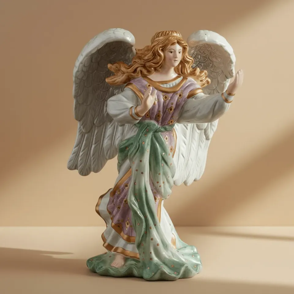 Fitz and Floyd Nativity Angelo Statuetta 26 cm Dipinta a Mano