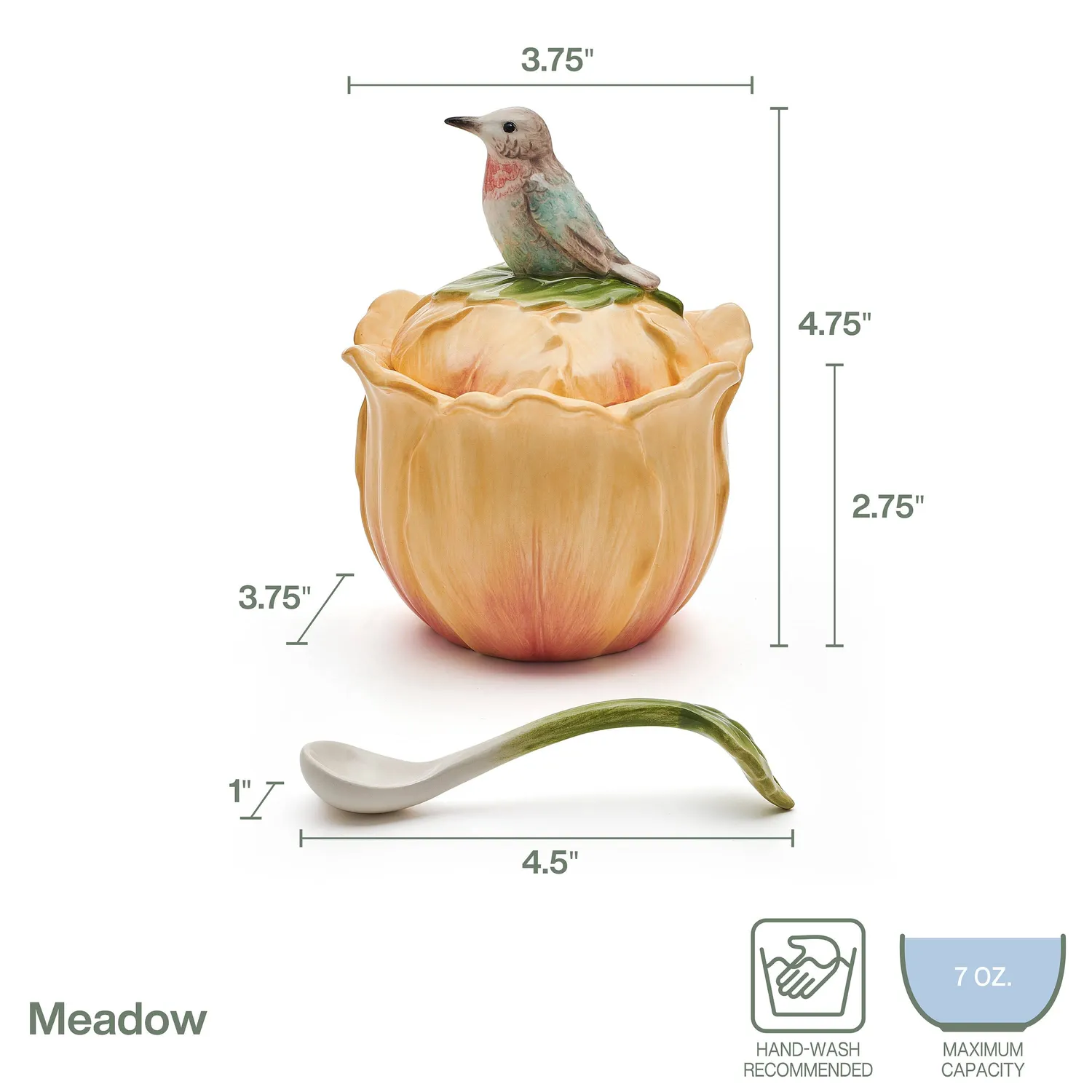 Fitz and Floyd Meadow zuccheriera con cucchiaino 207 ml