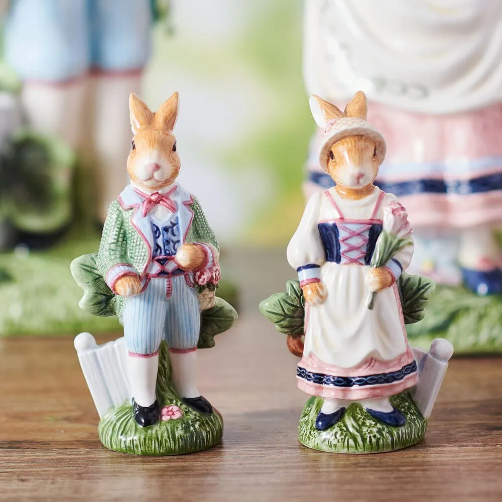 Fitz and Floyd Jardin Rabbit set sale e pepe conigli terracotta