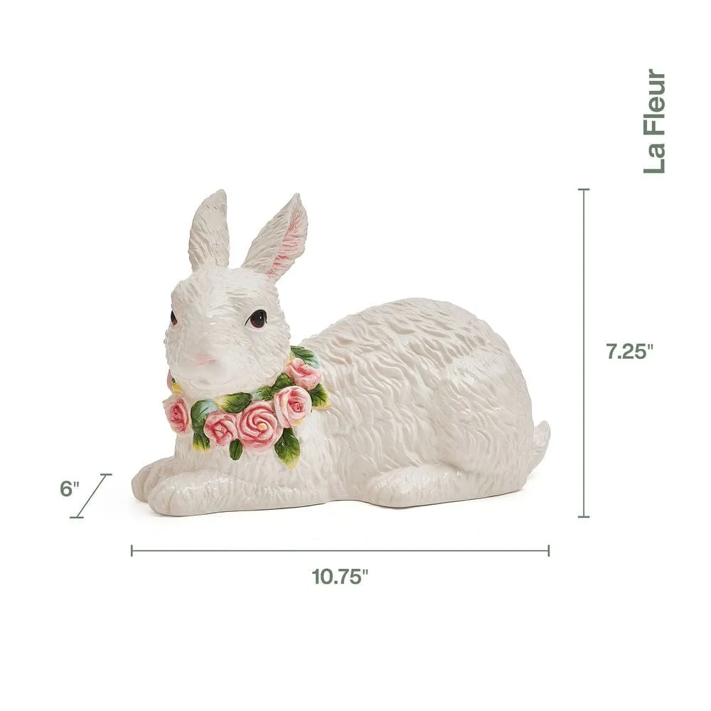 Fitz and Floyd La Fleur Rabbit statuina coniglio sdraiato