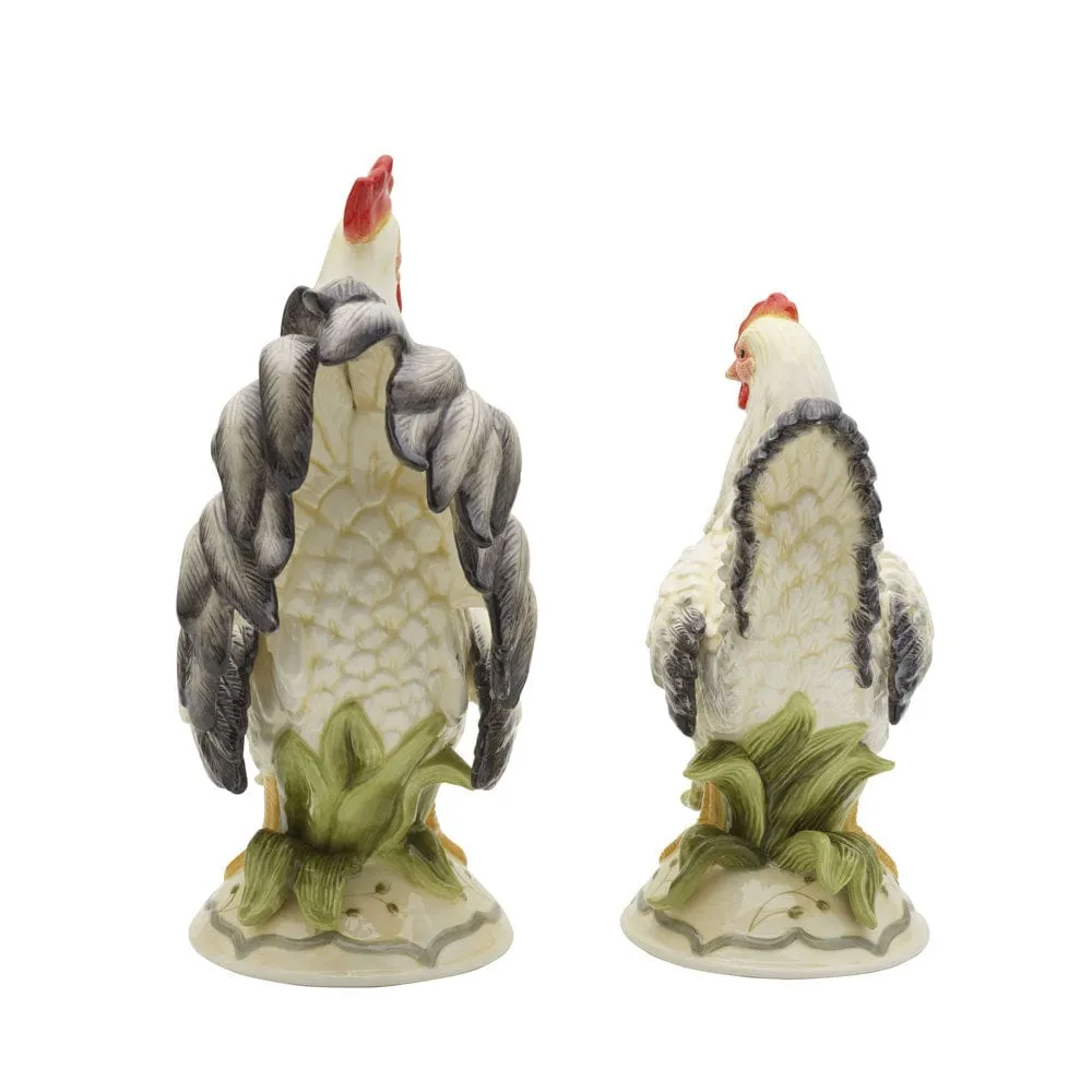 Fitz and Floyd Lantana Gallo e Gallina statuine ceramica set 2 pezzi