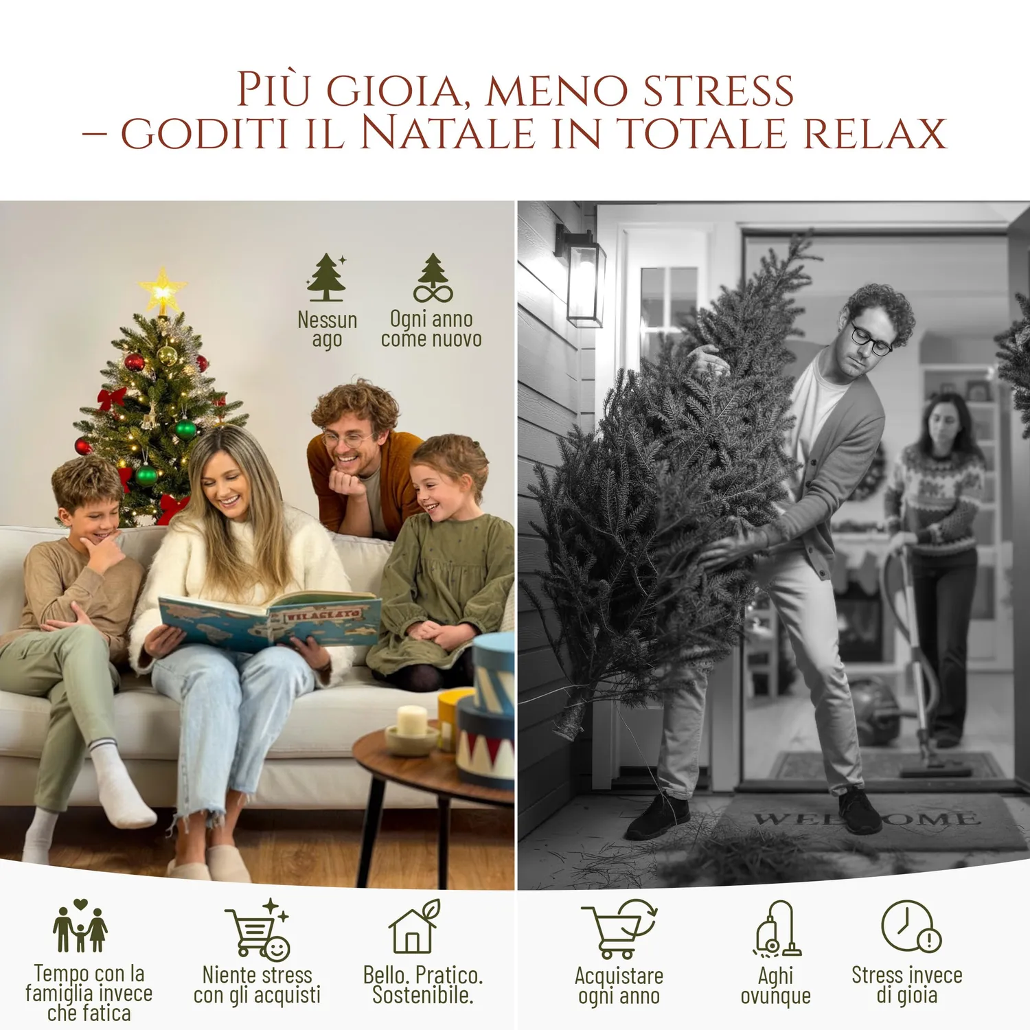 Pure Living albero di Natale artificiale 180 cm realistico