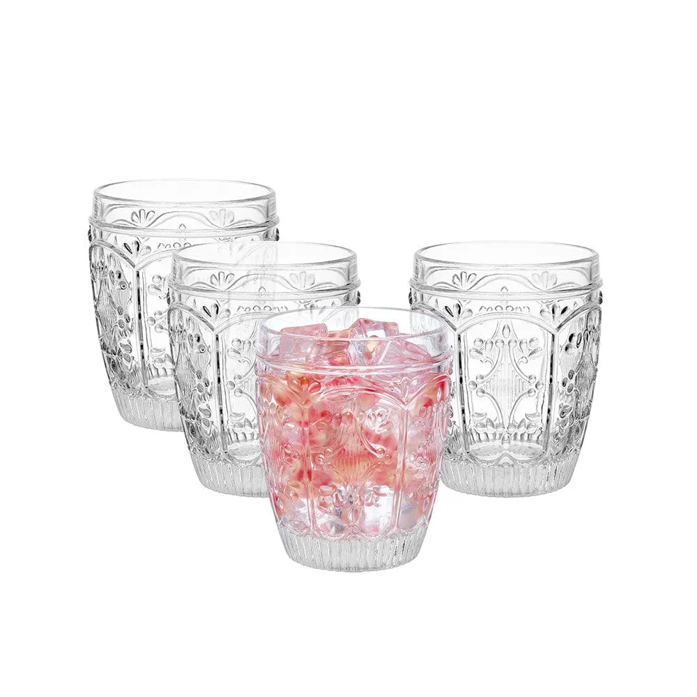 Fitz and Floyd Trestle set 4 bicchieri whisky 300 ml vetro intagliato