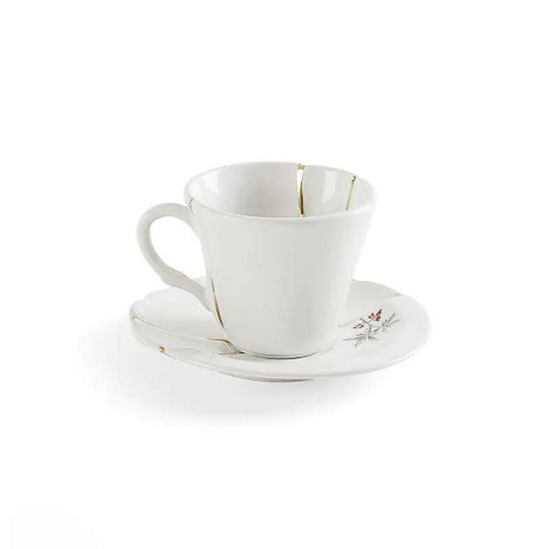 Seletti Kintsugi tazza caffè piattino oro n.3